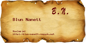 Blun Nanett névjegykártya
